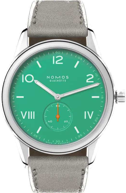 Nomos Glashutte Club Campus 38 Electric Green Steel Back Watch sold by Jura Watches