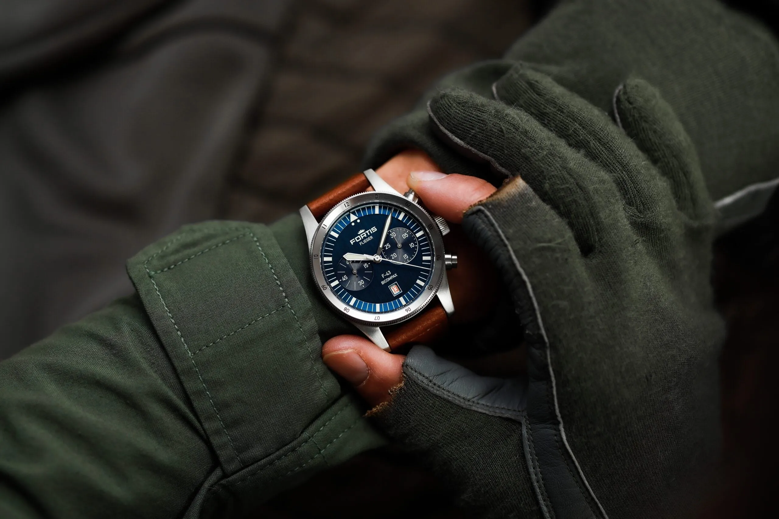 Fortis Flieger F-43 Bicompax Liberty Blue Watch sold by Jura Watches product image thumbnail 2