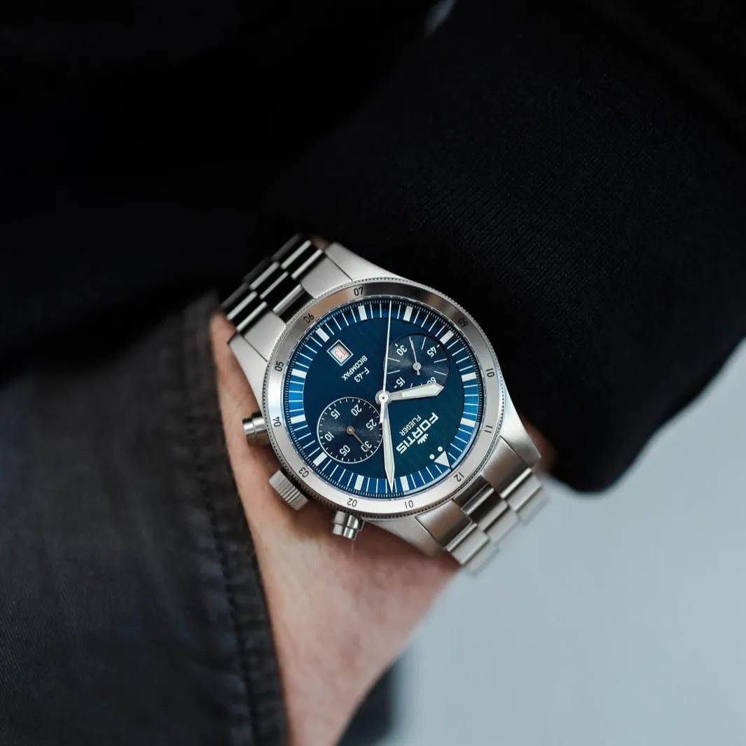 Fortis Flieger F-43 Bicompax Liberty Blue Watch sold by Jura Watches product image thumbnail 2