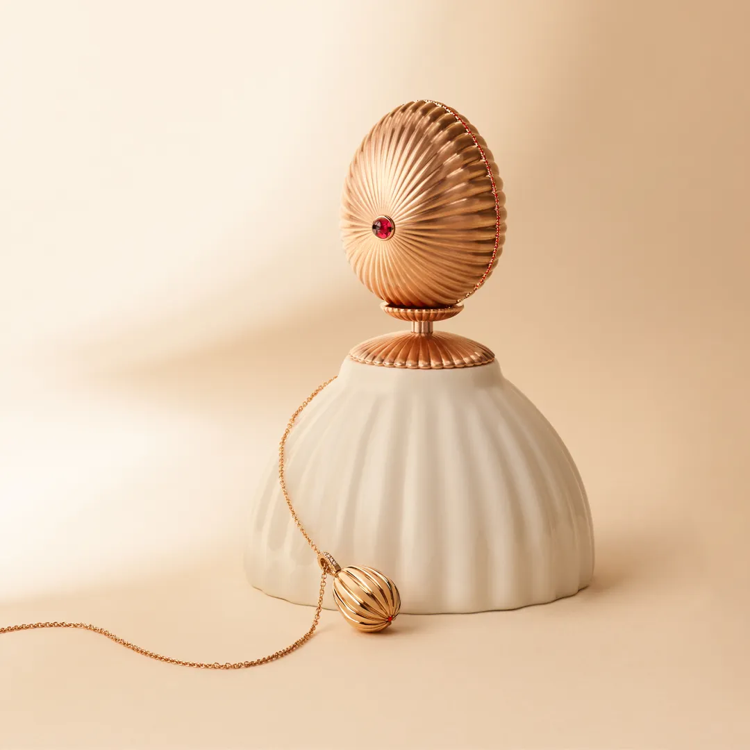 Faberge Colours of Love 18ct Rose Gold Diamond Ruby Fluted 180 Limited Edition Egg Objet sold by Jura Watches product image thumbnail 4