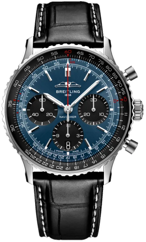 Breitling Watch Navitimer B01 41 Black Croc Folding Clasp sold by Jura Watches