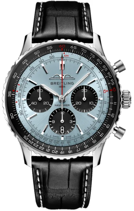 Breitling Watch Navitimer B01 43 Black Croc Folding Clasp sold by Jura Watches