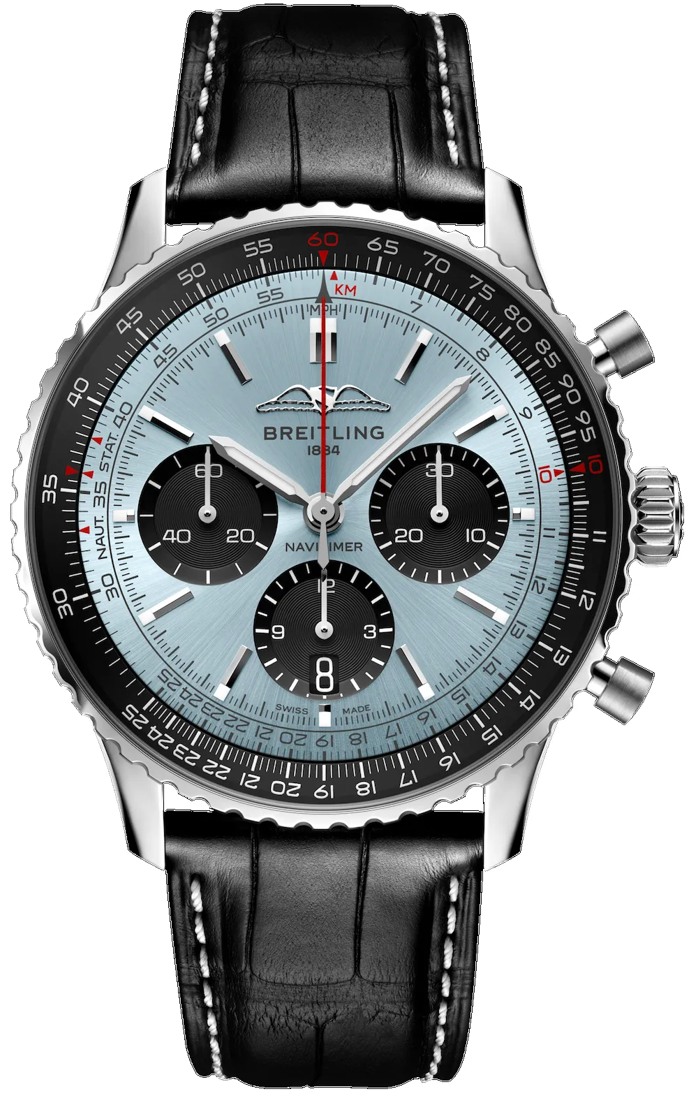 Breitling Watch Navitimer B01 43 Black Croc Folding Clasp sold by Jura Watches