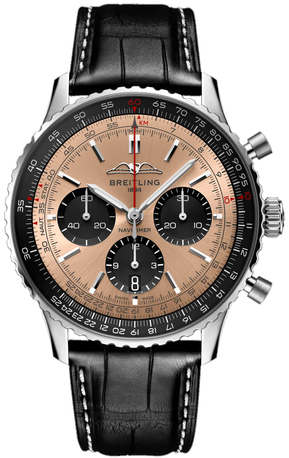 Breitling Watch Navitimer B01 43 Black Croc Folding Clasp sold by Jura Watches