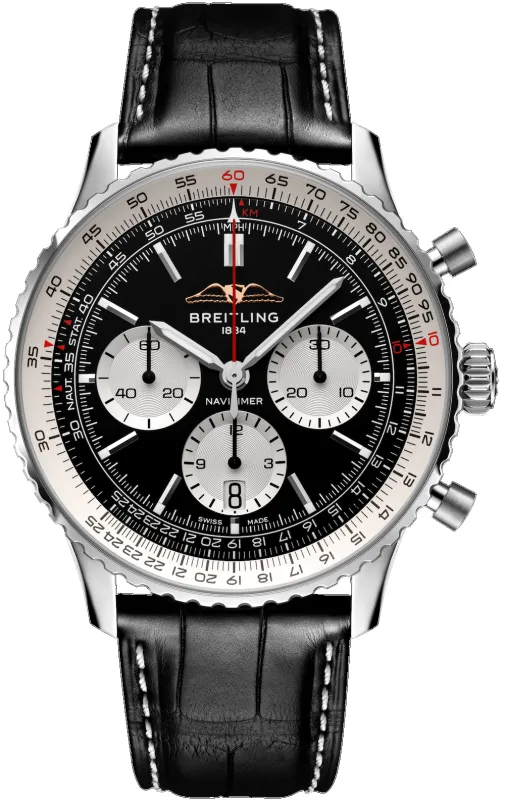 Breitling Watch Navitimer B01 43 Black Croc Folding Clasp sold by Jura Watches