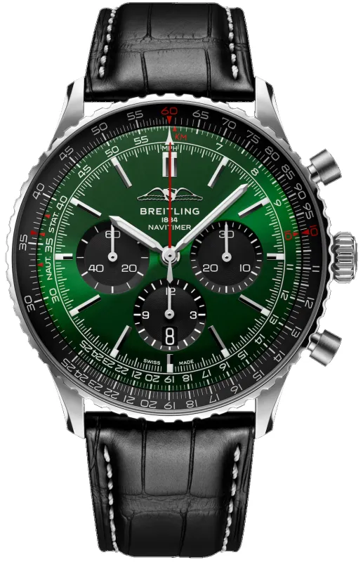 Breitling Watch Navitimer B01 46 Black Croc Folding Clasp sold by Jura Watches