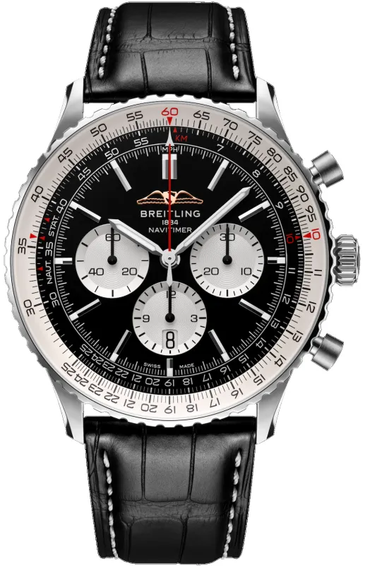 Breitling Watch Navitimer B01 46 Black Croc Folding Clasp sold by Jura Watches