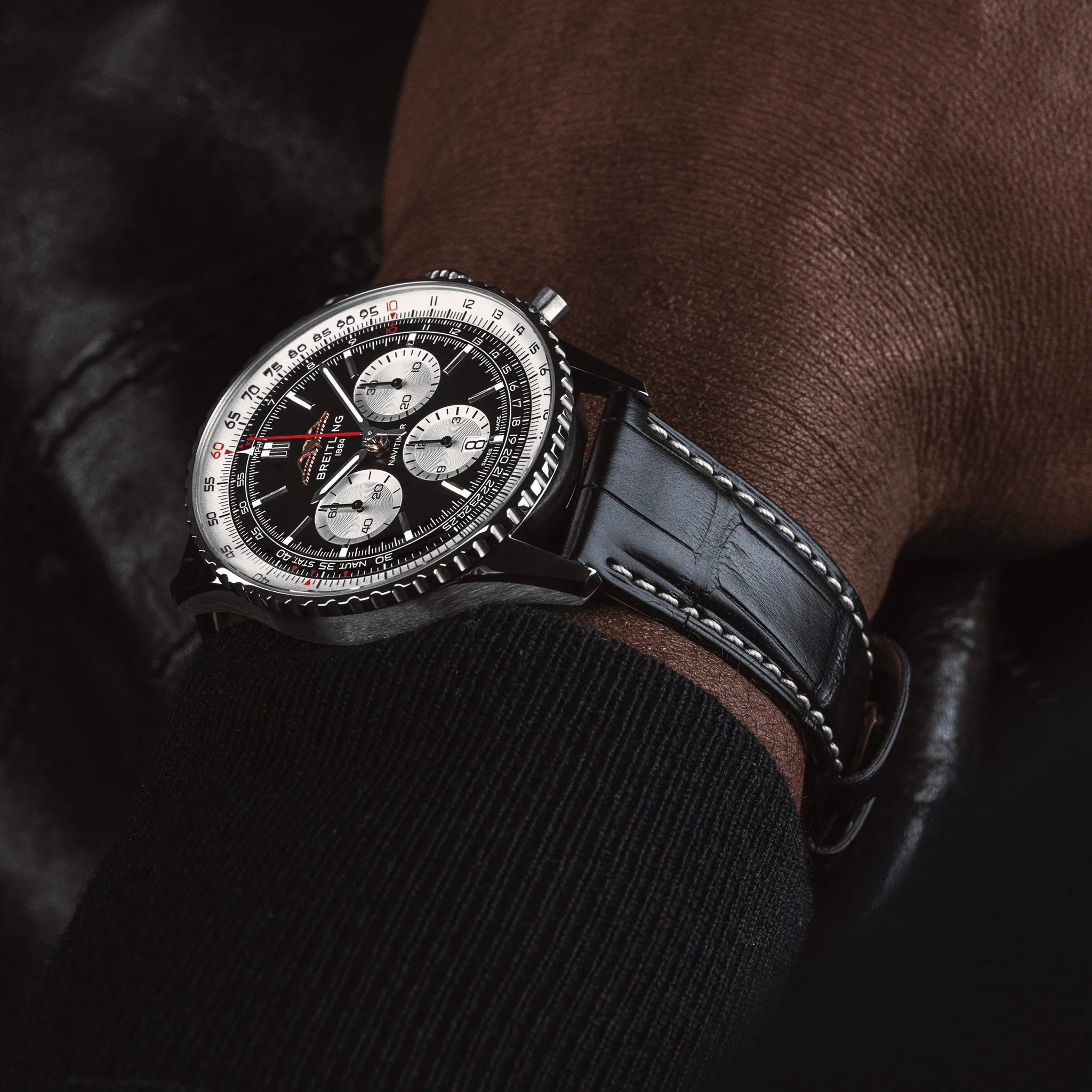 Breitling Watch Navitimer B01 46 Black Croc Folding Clasp sold by Jura Watches product image thumbnail 5