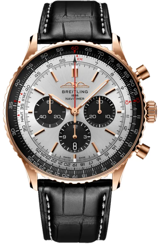 Breitling Watch Navitimer B01 46 18k Black Croc Folding Clasp sold by Jura Watches