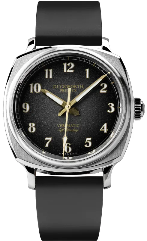 Duckworth Prestex Watch Verimatic Black Fume Black Rubber sold by Jura Watches