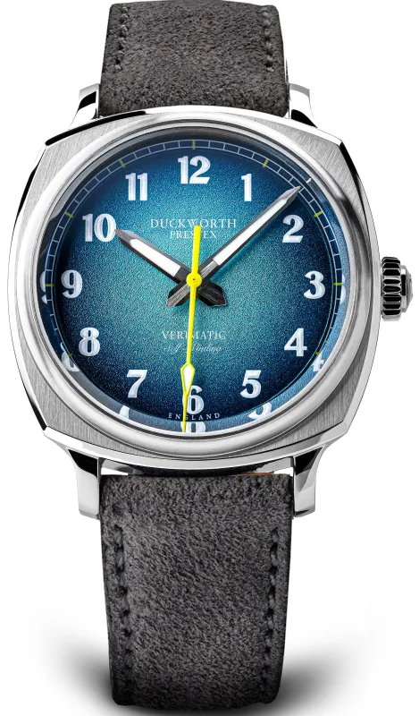 Duckworth Prestex Watch Verimatic Blue Fume Grey Suede made by Jura Watches
