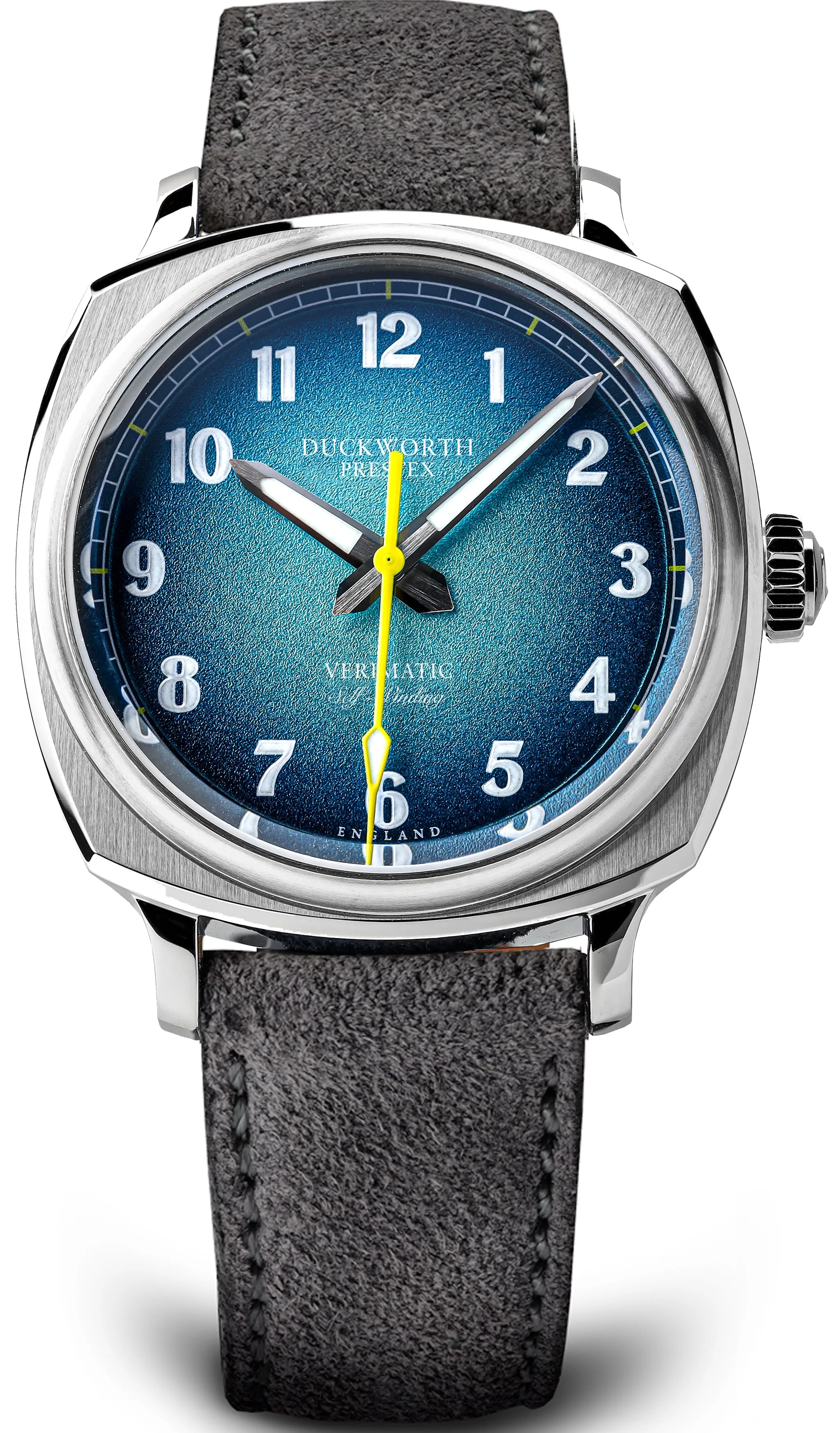 Duckworth Prestex Watch Verimatic Blue Fume Grey Suede sold by Jura Watches