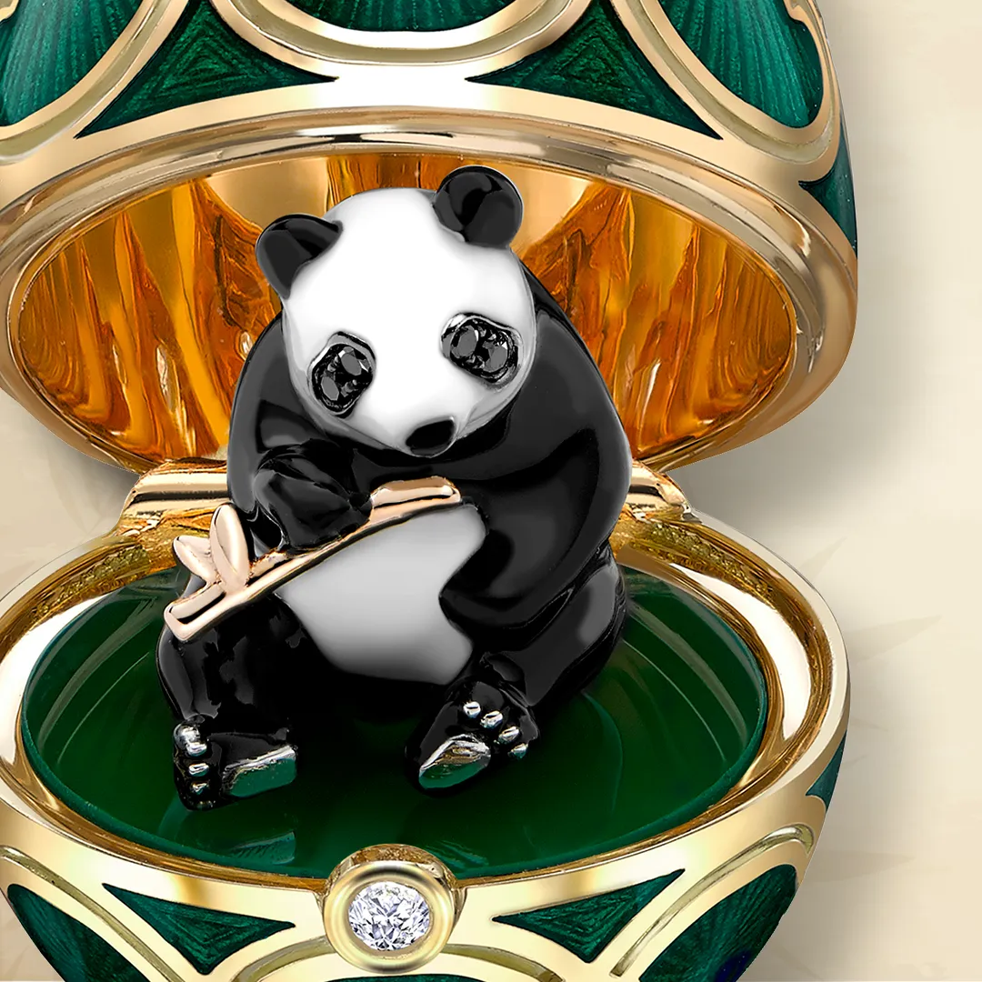 Faberge Tsarskoye Selo Yellow White Rose Gold Enamel Locket with Panda Surprise sold by Jura Watches product image thumbnail 4