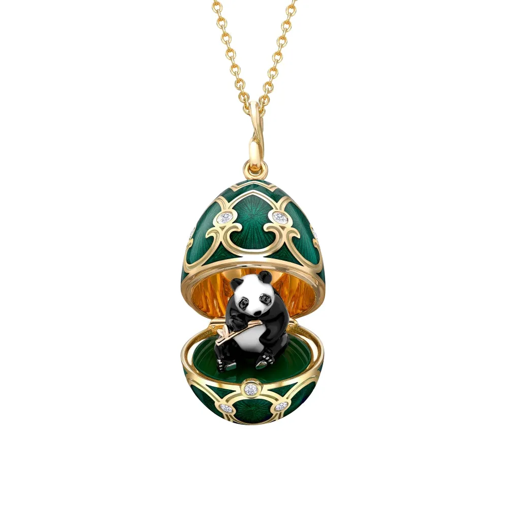 Faberge Tsarskoye Selo Yellow White Rose Gold Enamel Locket with Panda Surprise sold by Jura Watches