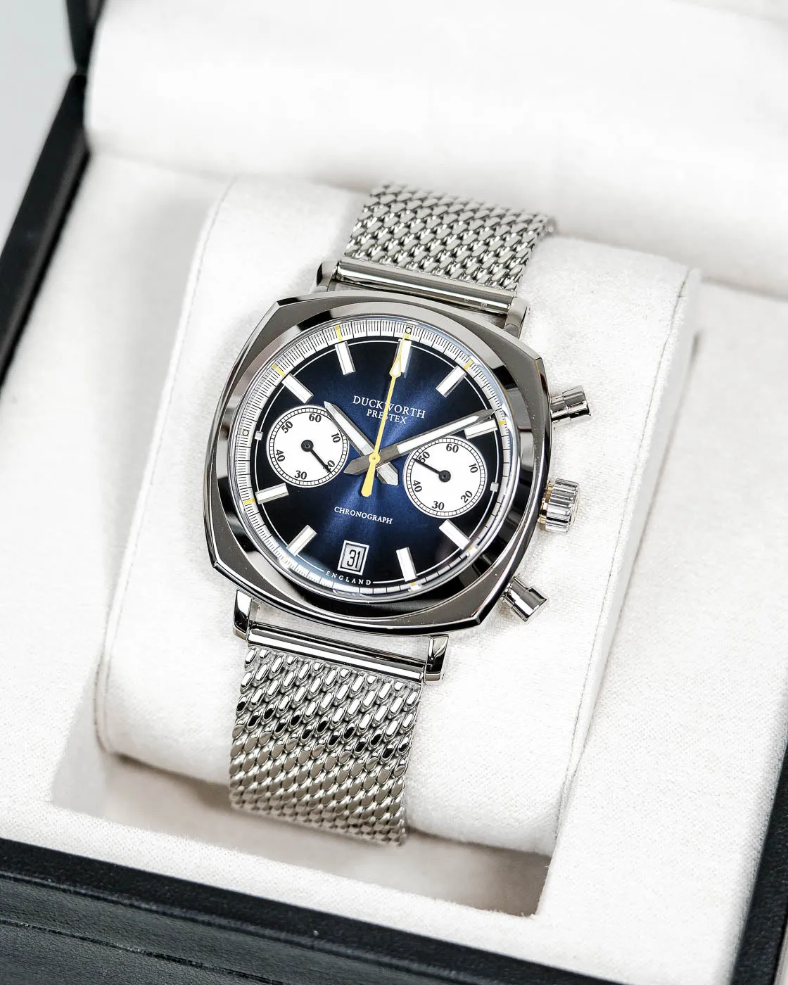 Duckworth Prestex Watch 42 Blue Sunburst Mesh Bracelet sold by Jura Watches product image thumbnail 4