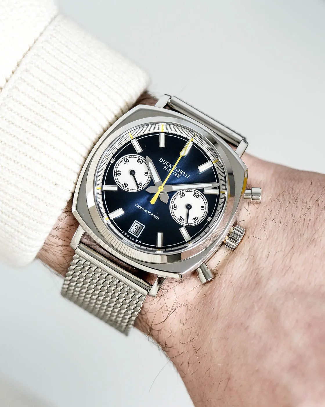 Duckworth Prestex Watch 42 Blue Sunburst Mesh Bracelet sold by Jura Watches product image thumbnail 3