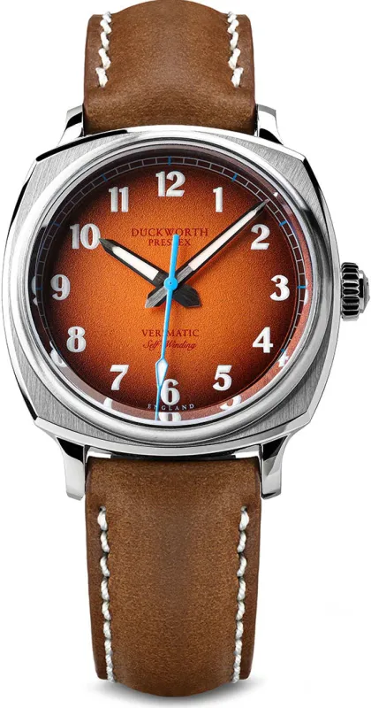 Duckworth Prestex Watch Verimatic Orange Fume Tan Leather sold by Jura Watches