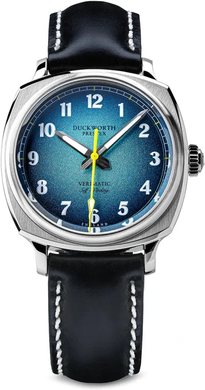 Duckworth Prestex Watch Verimatic Blue Fume Black Leather sold by Jura Watches