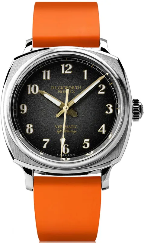 Duckworth Prestex Watch Verimatic Black Fume Orange Rubber sold by Jura Watches