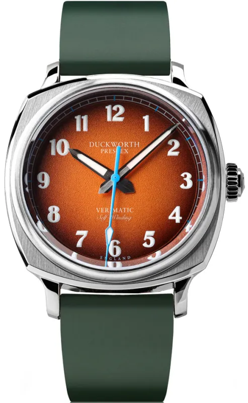 Duckworth Prestex Watch Verimatic Orange Fume Green Rubber sold by Jura Watches