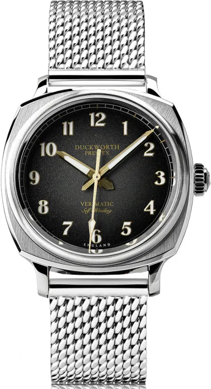 Duckworth Prestex Watch Verimatic Black Fume Mesh Bracelet sold by Jura Watches