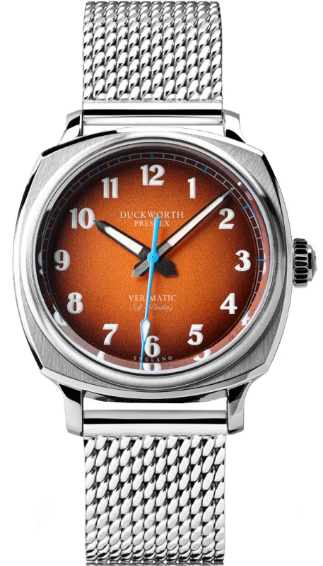 Duckworth Prestex Watch Verimatic Orange Fume Mesh Bracelet sold by Jura Watches