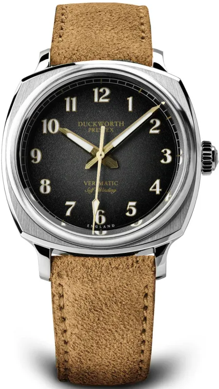 Duckworth Prestex Watch Verimatic Black Fume Beige Suede sold by Jura Watches