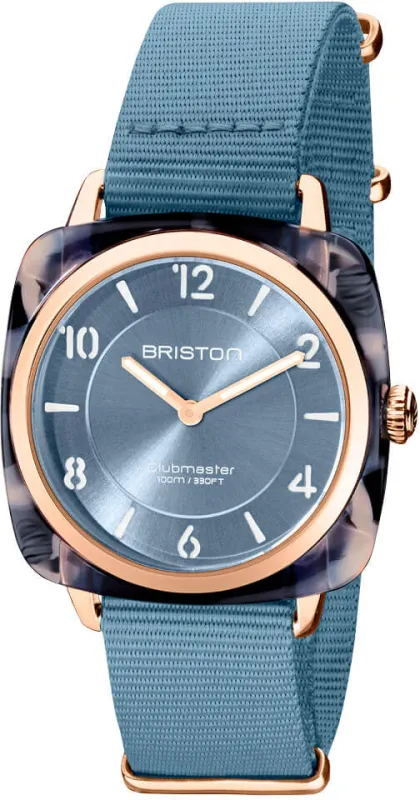 Briston Clubmaster Chic HM Gold Ice Blue Watch made by Jura Watches