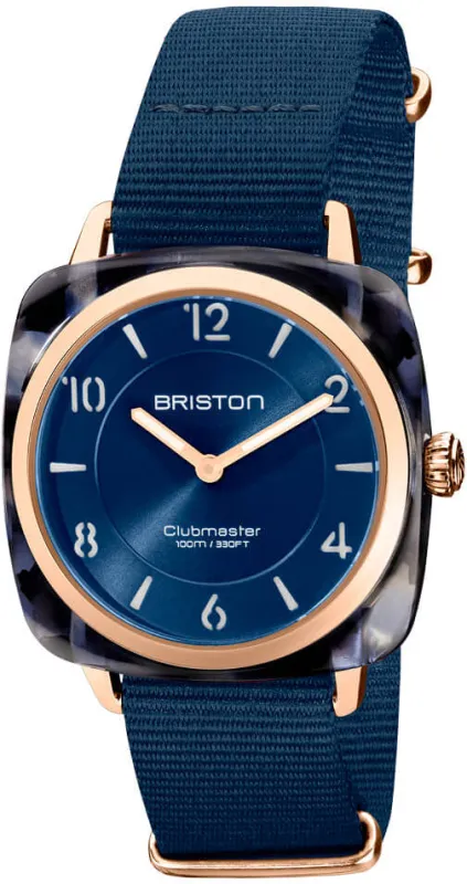 Briston Clubmaster Chic HM Gold Midnight Blue Watch made by Jura Watches