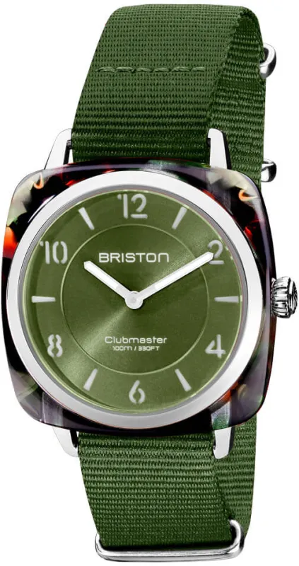 Briston Clubmaster Chic HM Olive Green Watch made by Jura Watches