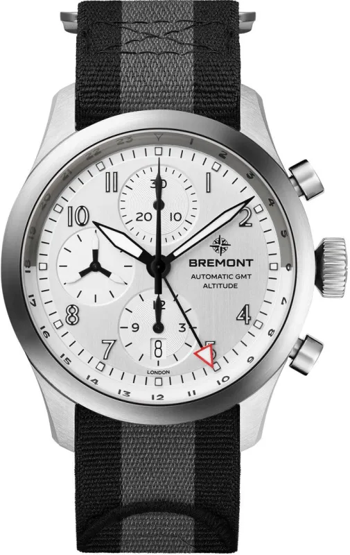 Bremont Altitude Chronograph GMT Silver Nato Watch sold by Jura Watches
