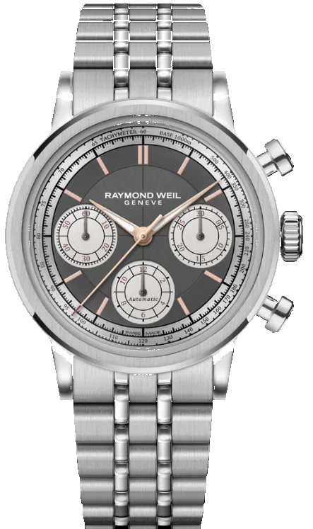Raymond Weil Millesime Automatic Tri-Compax Chronograph Anthracite Sector Watch sold by Jura Watches