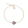 18ct Rose Gold Blue John bloom Four Leaf Clover Ball Edge Chain Bracelet sold by Jura Watches