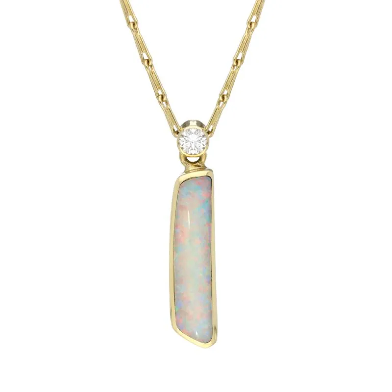 18ct Yellow Gold Opal Diamond Oblong Necklace D sold by Jura Watches