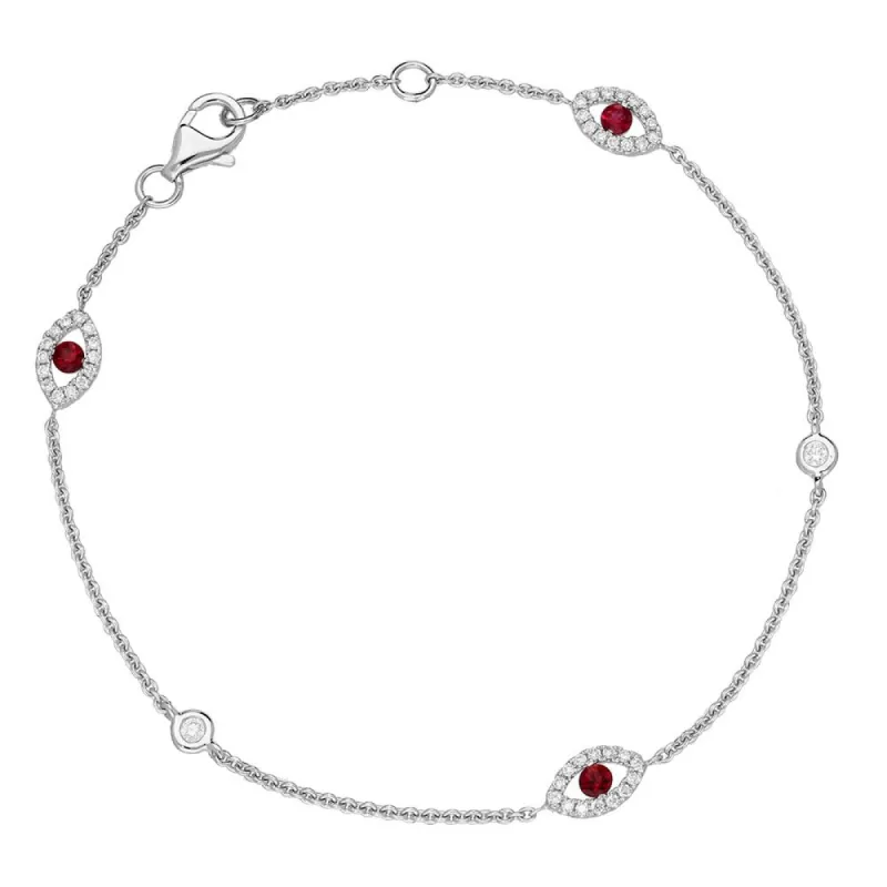 18ct White Gold Ruby Diamond Marquise Bracelet sold by Jura Watches