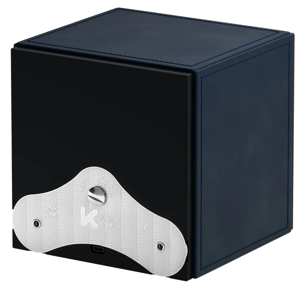 Swiss KubiK Watch Winder Masterbox Single Dark Blue Leather sold by Jura Watches product image thumbnail 3