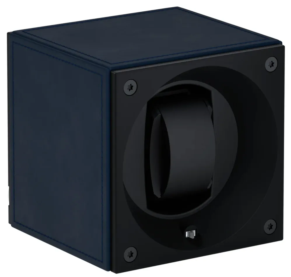 Swiss KubiK Watch Winder Masterbox Single Dark Blue Leather sold by Jura Watches