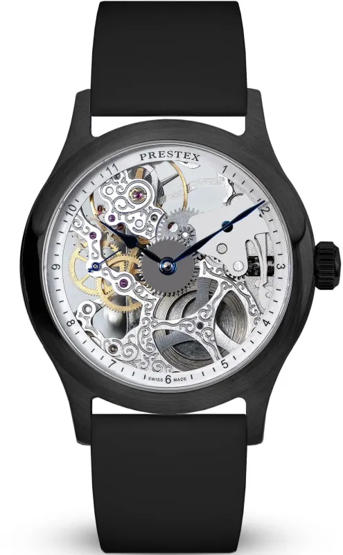 Duckworth Prestex Skeleton PVD Blue Hands Watch made by Jura Watches