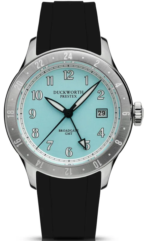 Duckworth Prestex Broadgate GMT Blue Black Rubber Watch made by Jura Watches