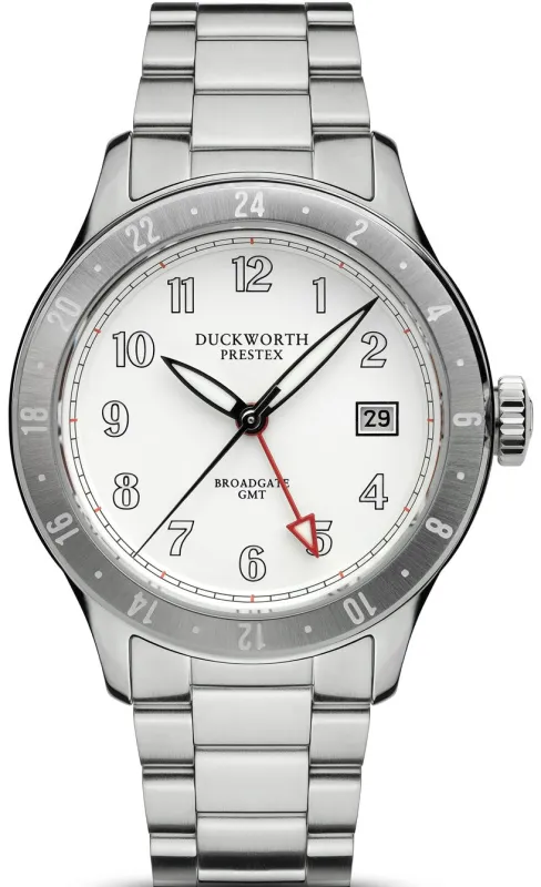 Duckworth Prestex Broadgate GMT White Bracelet Watch made by Jura Watches
