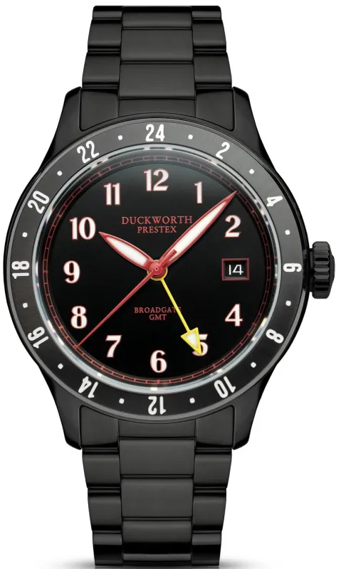 Duckworth Prestex Broadgate GMT Black PVD Bracelet Watch made by Jura Watches