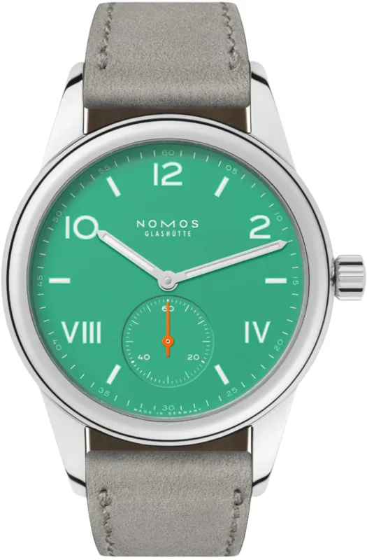 Nomos Glashutte Club Campus Electric Green Sapphire Crystal Watch sold by Jura Watches