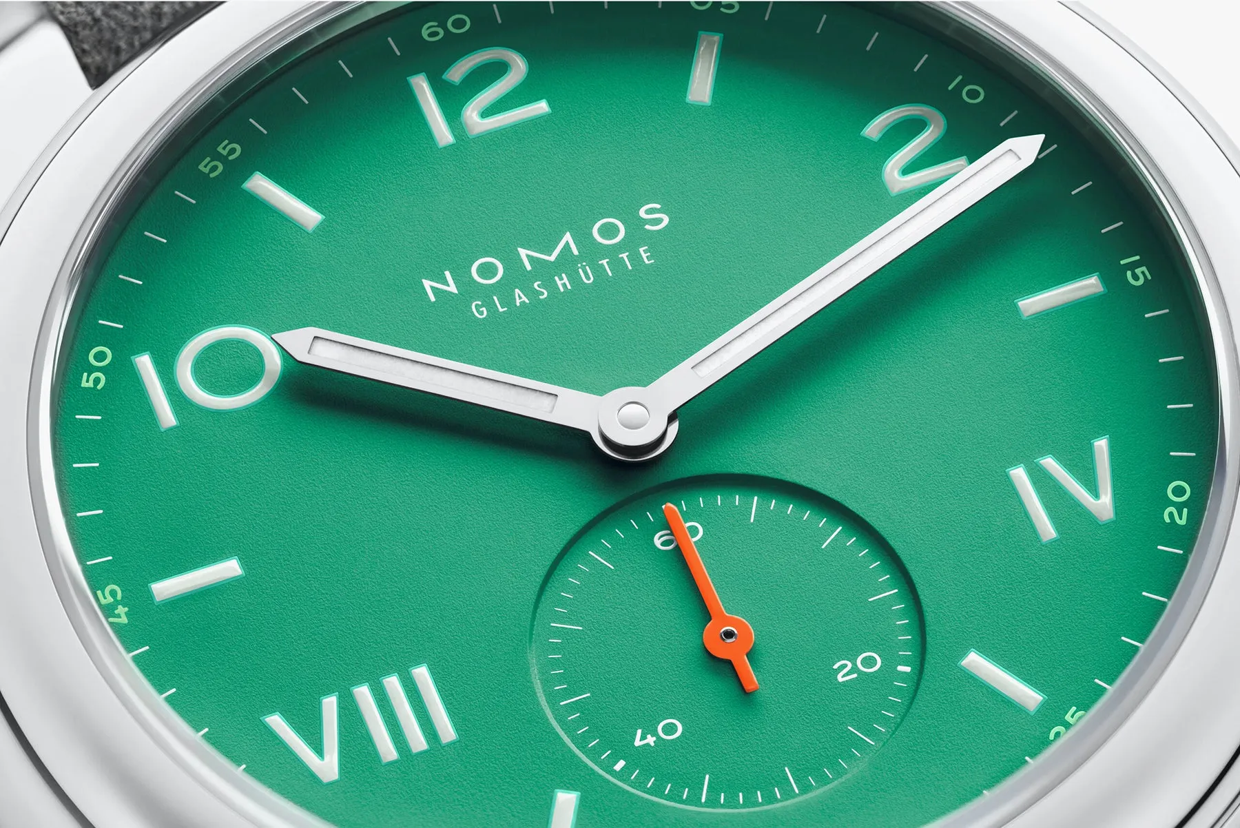 Nomos Glashutte Club Campus Electric Green Steel Back Watch sold by Jura Watches product image thumbnail 3