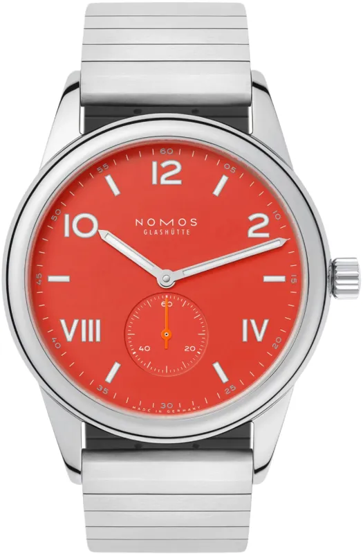 Nomos Glashutte Club Campus 38 Nonstop Red Sapphire Crystal Watch sold by Jura Watches