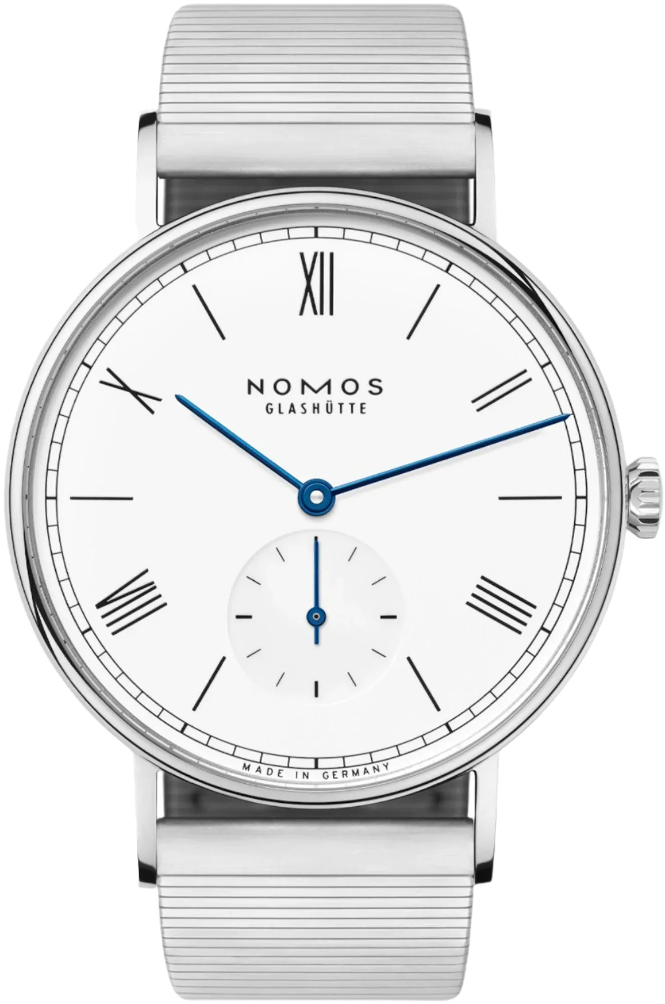 Nomos Glashutte Ludwig 38 White Enamel Steel Back Watch sold by Jura Watches