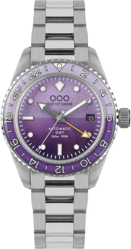 Out Of Order Shaker Dark Violet Automatic GMT Ultra Brushed Watch sold by Jura Watches