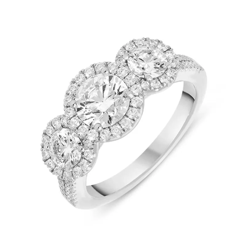 Platinum 1.52ct Diamond Brilliant Cut Trilogy Cluster Ring sold by Jura Watches