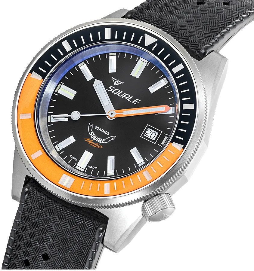 Squale Matic Satin Orange Rubber Watch sold by Jura Watches product image thumbnail 4