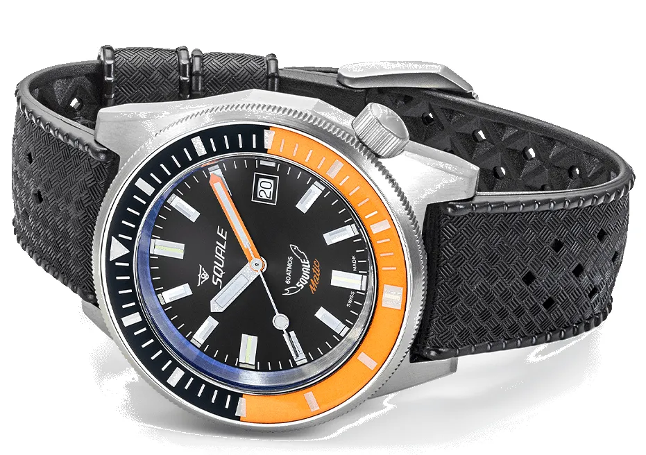 Squale Matic Satin Orange Rubber Watch sold by Jura Watches product image thumbnail 3