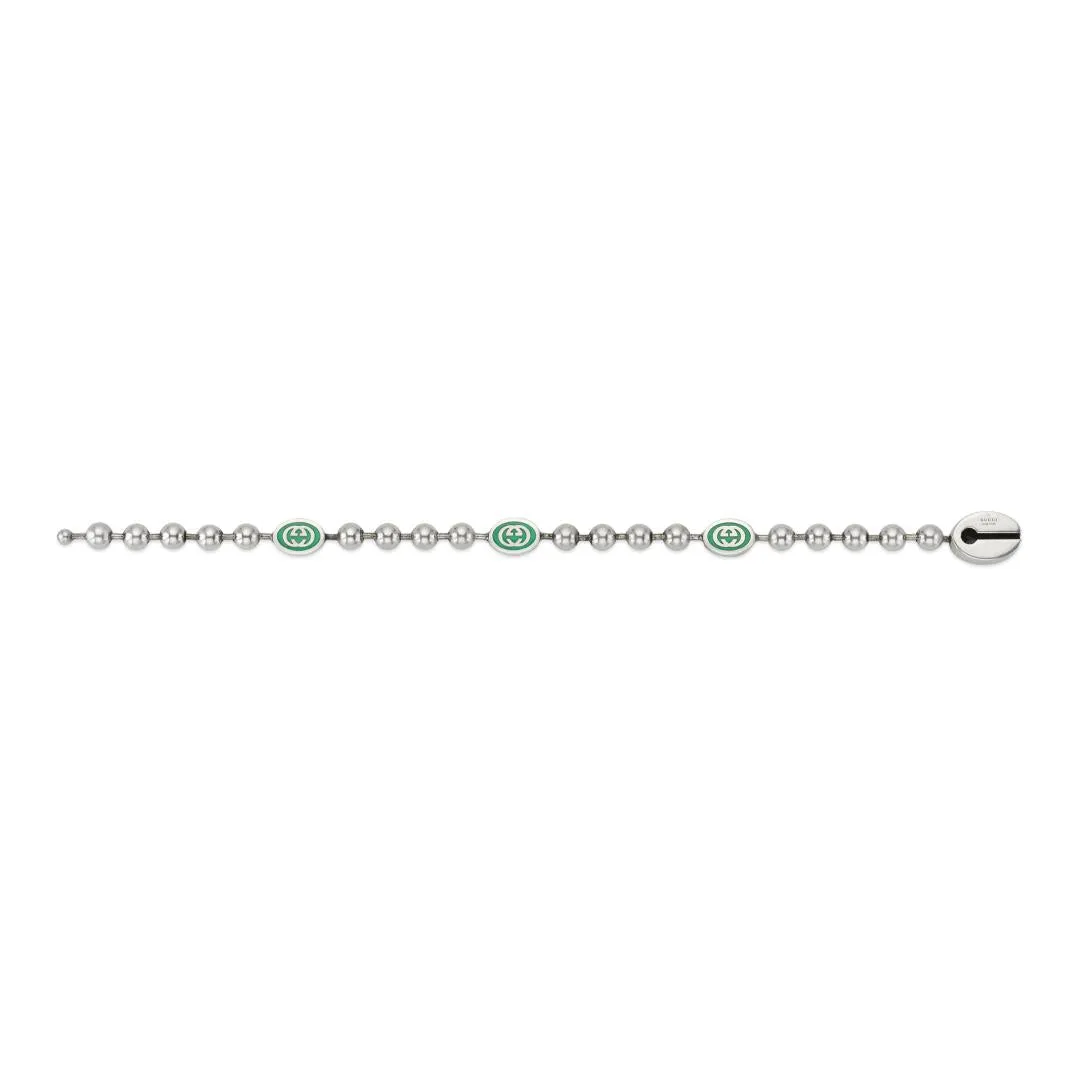 Gucci Interlocking G Sterling Silver Green Enamel Bracelet D sold by Jura Watches product image thumbnail 3